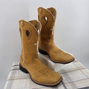 Twisted X Ruff Stock Tan Leather Cross Western Boots Womens 9 B Sand Pink